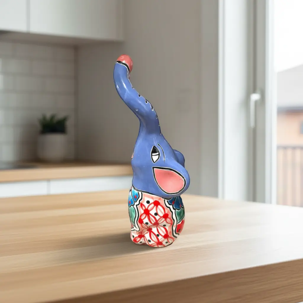 Talavera Elephant Statue | Colorful Hand-Painted Art