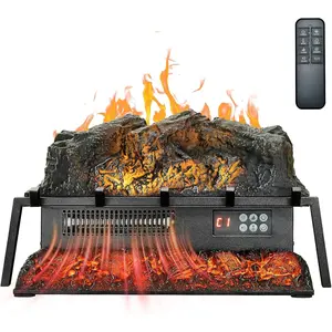 VEVOR 23 Inch Electric Fireplace Log Heater, Fireplace Insert with Crackling Sound, Remote Control, 5 Flame Brightness Levels, Thermostat, Timer, Overheat Protection, for Home Decor, Black