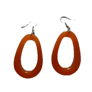 Orange Loop Earrings - Simple Design with Loop for Secure Attachment