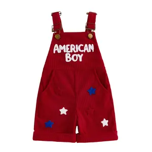 Kupretty Kids Toddler Baby Boys 4th of July Overall Shorts Stars American Boy Summer Suspender Shorts Jumpsuit Streetwear for Independence Day