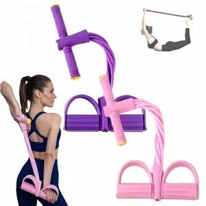 6-Strand Heavy Duty Abdominal Crunch Equipment – 2026 New 6 Tube Pedal Puller Resistance Band with Handles, Multifunctional Fitness Band for Full Body Stretching, Yoga, Home Gym for Men & Women