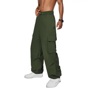 Cargo Pants for Men Baggy Joggers Parachute Pants Waterproof Hiking with Pockets Drawstring Trouser