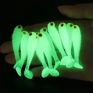 5/15/2pcs Night Light Soft Silicone Fish Bait, 1.97-inch Swinging Fake Bait Set, Hunting and Fishing Special, Luminous Fish Bait