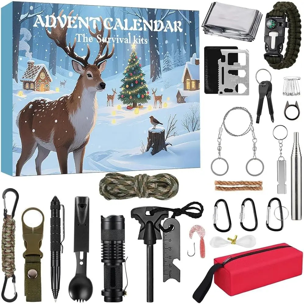 Survival Kit Advent Calendar for Men, Emergency Survival Tools Advent Calendar for Adult Teen, 24 Days Christmas Countdown 2026 Xmas Holiday Surprise Gifts for Outdoor