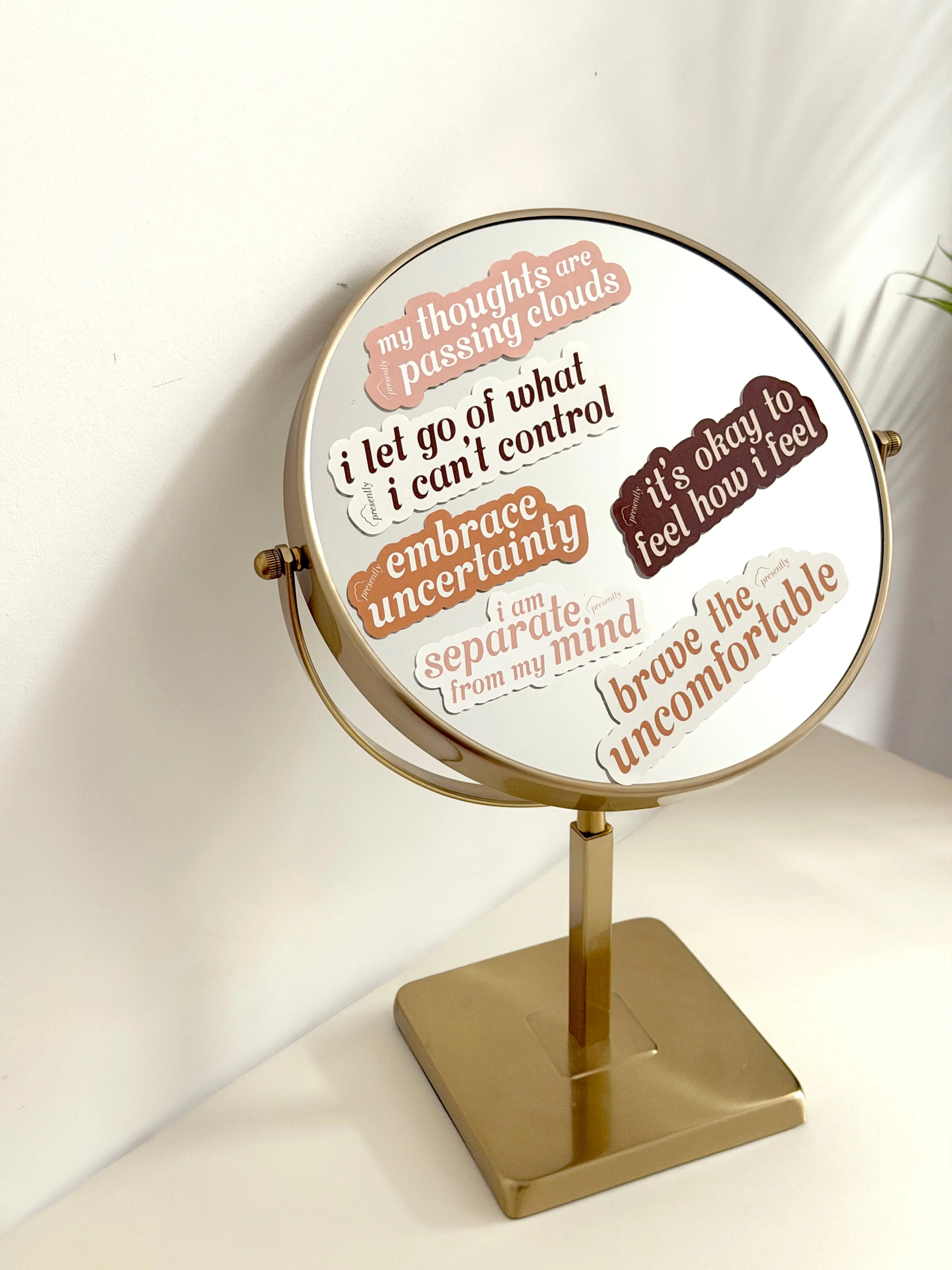 The Mindfulness Mirror Cling - Decorative Mirror with Inspirational Quotes on Glass and Vinyl Finish