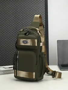 Men's Business Solid Color Zipper Chest Bag, Multi-pocket Bum Bag, Belt Bag, Casual Versatile Crossbody Chest Bag for Travel & Daily Use