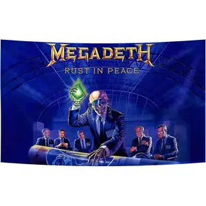 Megadeth Rust in Peace Poster Funny Flag Music Tapestry Aesthetic Decorative Durable Man Cave Wall tapestry Decoration Photo