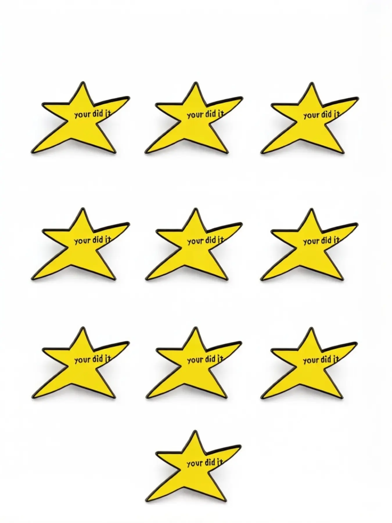 10 Pcs Inspirational Star Enamel Pins, Alloy Mini Lapel Pins, Alloy Brooch Pin, Japanese Style Metal Badges, Versatile Fashion Accessories, Gift Idea