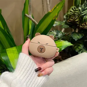 1 cute capybara shaped headphone case, drop resistant and durable silicone headphone case, Apple wireless Bluetooth headphone case, suitable for AirPods 1/2/3/4/pro/pro2/pro3, Protection