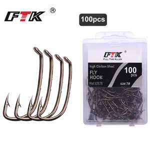 FTK Double-Barbed Fishing Hooks, 100Pcs: Lure Hooks for Sea Fishing, with Swivel, Long-Cast, High-Carbon Steel