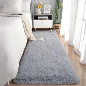 Soft Runner Rugs for Bedroom Living Room Plush Fluffy Rug 2x6 Feet, Shag Furry Area Rug Carpet Non Shedding for Nursery Children Kids Girls Room Home Decorative, Grey