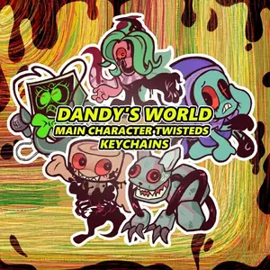 ROBLOX Dandy's World Main Character Twisteds Keychains - Astro, Pebble, VEE, Shelly, Sprout Acrylic Charms - Kawaii Keyrings Birthday Gifts – Cute Acrylic Keychain Charms, Perfect Gift for Fans & Collectors