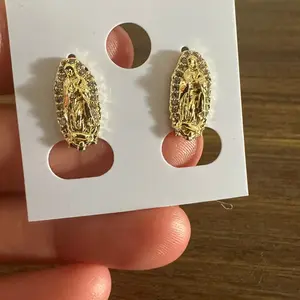 Virgin Mary Earrings, Virgen de Guadalupe , Virgencita, aretes, Stud Earrings , GOLD PLATED ORO LAMINADO