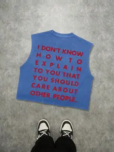 Men's Just Kiss Me Graphic Letter Print Tank Top, Loose Casual Street Sleeveless Printed Top for Summer, Men's Clothes for Daily Wear, Socks