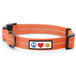 Pawtitas Recycled Dog Collar with Reflective Puppy Collar Small Coral