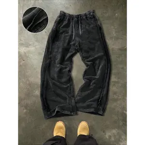 Retro washed straight leg pants, unique linen design, autumn and winter fashion, neutral casual wear, comfortable fitRAIMENTRY