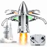 RC Flying Dragon StarShip Rocket Drone Toy for Kids, LED Remote Control Hover Aircraft with Spray Mist Effect, Controller and Easy Fly Fun