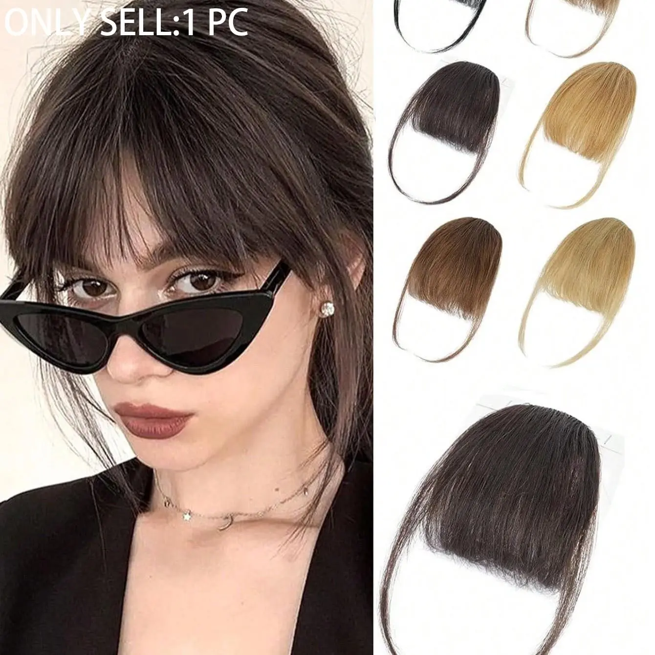Clip-On Bangs Hair Clip, Dowugie Real Hair False Bangs, Face Framing Bangs, Lightweight and Flowy, Perfect for Daily Wear and Party Photography, Clip On Hairpieces