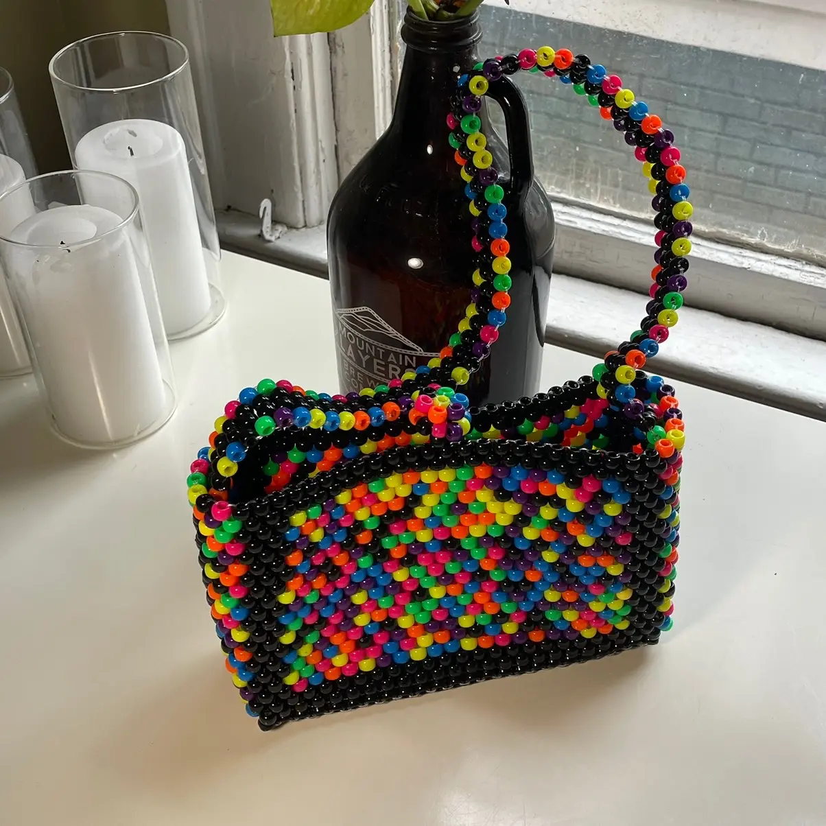 Taylor King “Roller Babe” Hand Weaved Kandi Bead Handbag