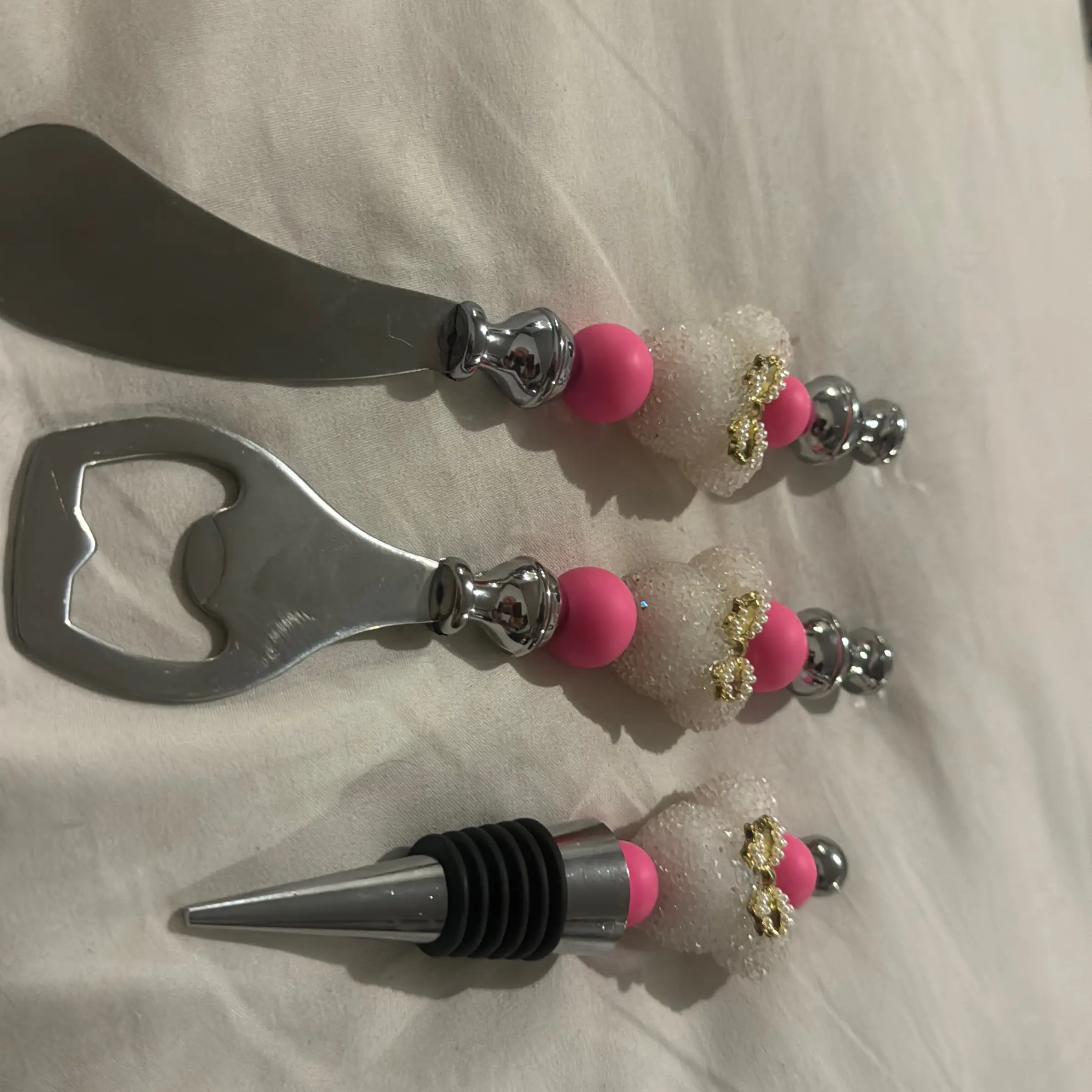 MT Sparkling Sensations Collection Bottle Opener, Wine Stopper, and Cheese Spreader Set