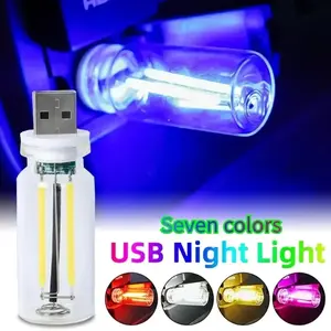 3Pcs Transparent RGB LED Light Car USB Night Light Bulb USB Ambient Light Touch-Control Dimmable Plug-in Vintage Glass Bottle LED Night Light for Car Bedrooms Camping Parties Holiday Decorations bulb night light filament lamp