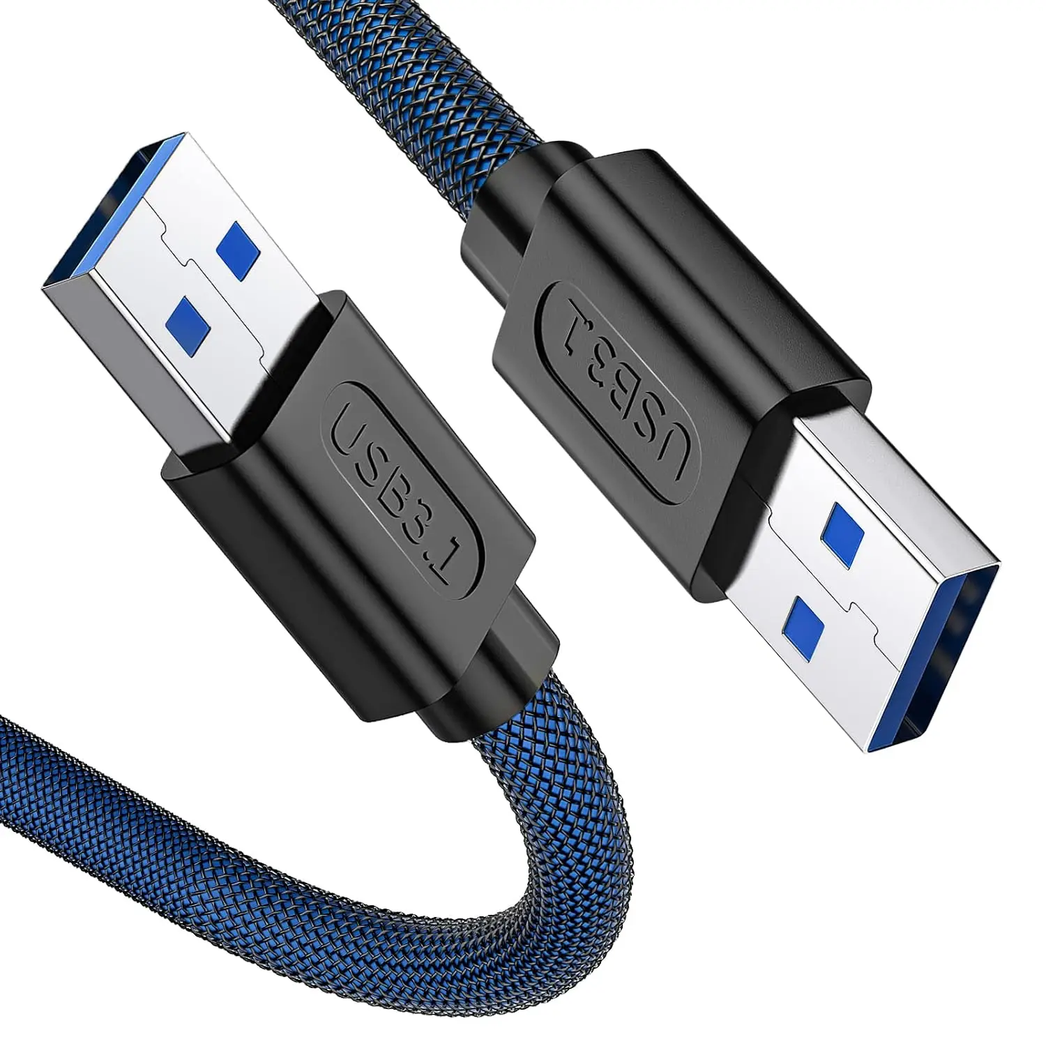 USB 3.0 Male to Male A-to-A Cable, 3.3ft Double-Ended USB Cord for Hard Drive Enclosures, DVD Players, Laptop Coolers - Blue, Usb 3.0 Male To Male-3.3Ft