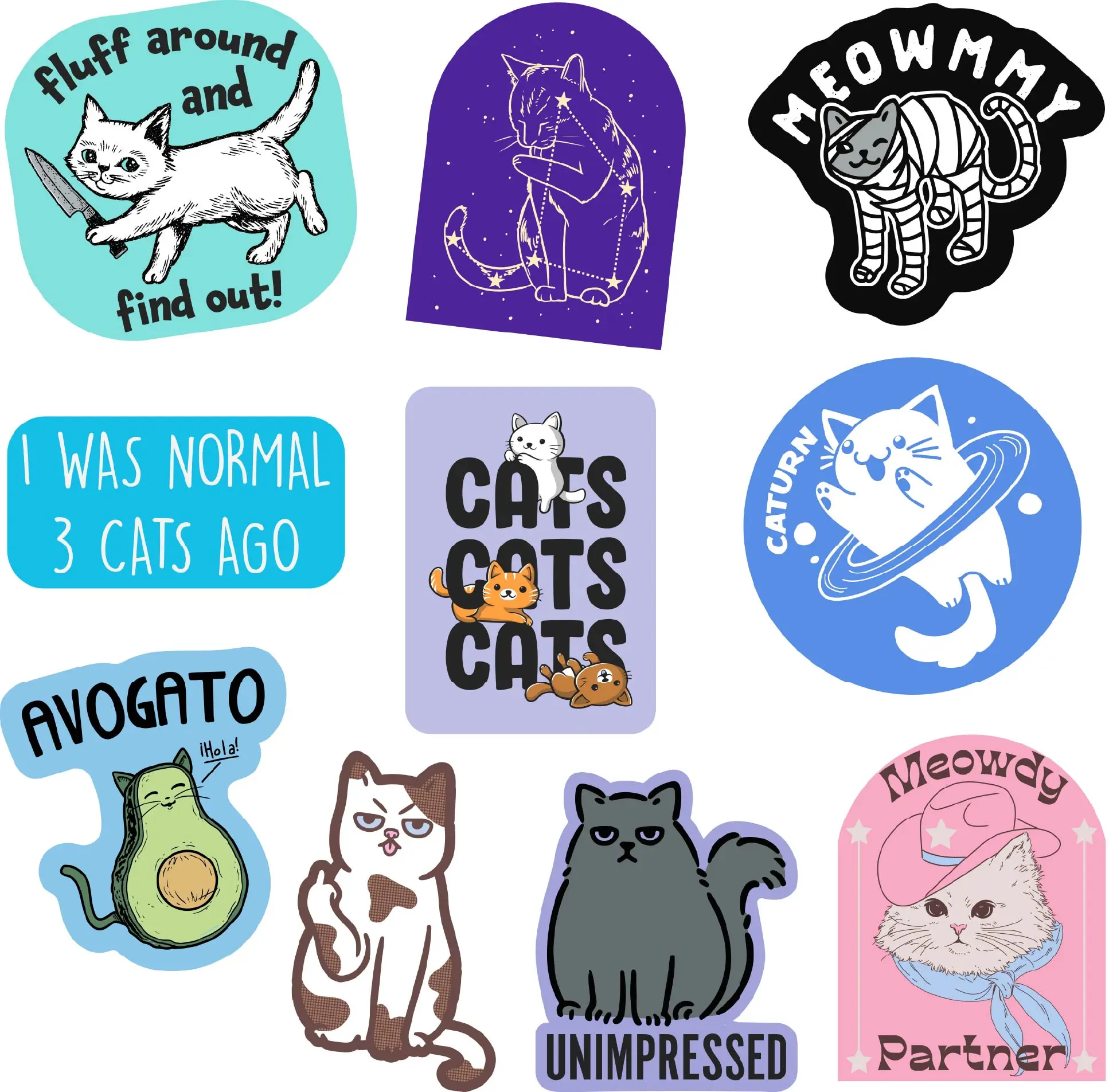 Cat Sticker Extra Large Stickers for Adults Funny Adhesives with Memes Funny Stickers with Colorful Graphic Decals Sarcastic Funny Cat Multi Cat Sticker Extra Large Stickers for Adults Funny Adhesives with Memes Funny Stickers with Colorful Graphic Decals Sarcastic Funny Cat Multi