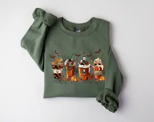 Skeleton Coffee Cups Sweatshirt, Coffee Cups Sweatshirt, Skull Coffee Cup Sweatshirt, Skeleton Halloween Sweatshirt, Coffee Lover Sweatshirt, Halloween Trending, Funny halloween