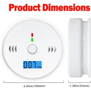 Carbon Monoxide Detector, Carbon Monoxide Detector, Battery-powered Carbon Monoxide Alarm Detector with Lcd Display, Carbon Monoxide Detector, Compliant with Ul2034 Standard, Suitable for Household Use.