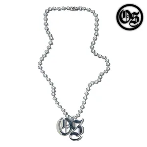 OTHERSIDE OS Logo Ball Chain Necklace - Stainless Steel Jewelry, Polished Metal, Clean Look, Daily Fashion Costume Accessory, Silver