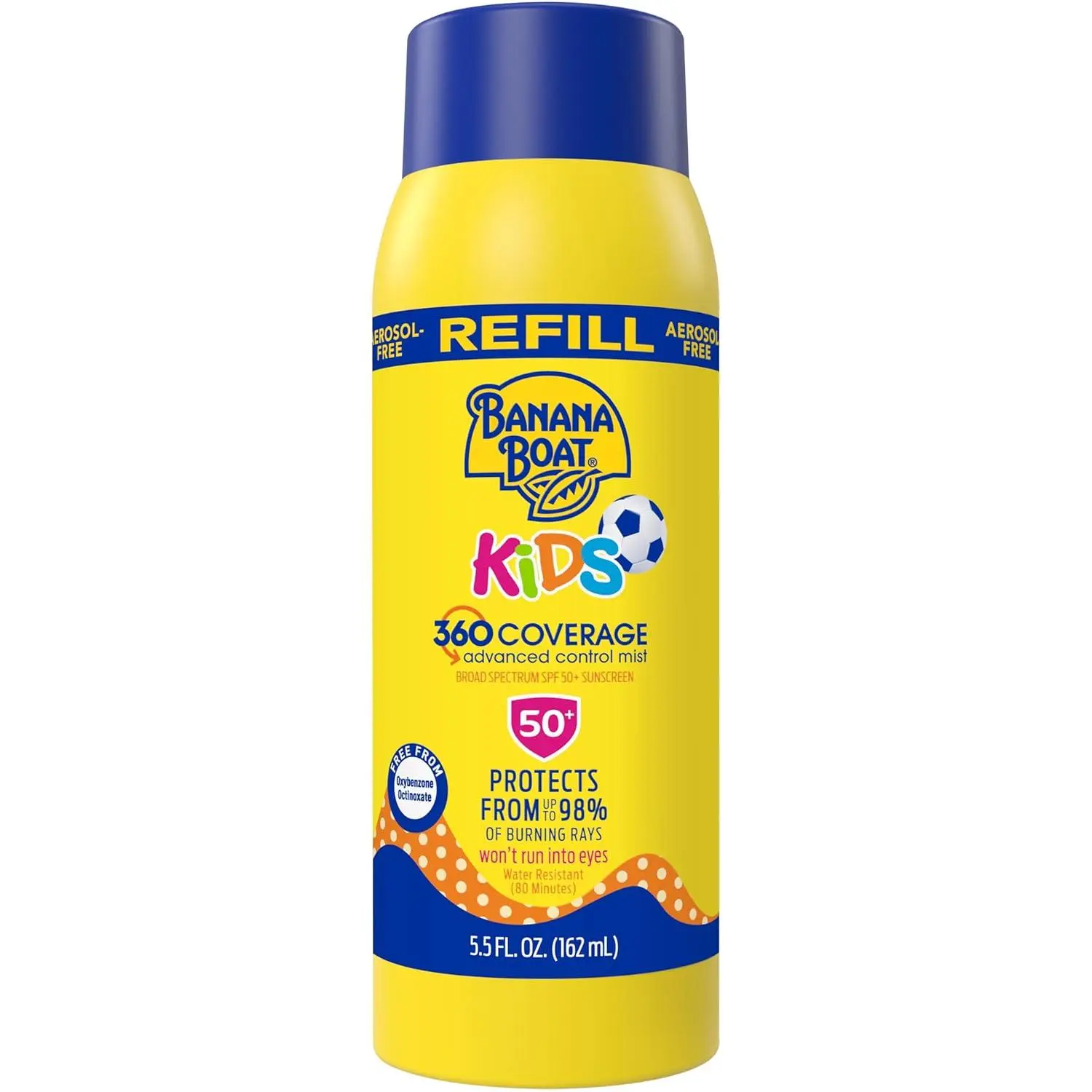 Banana Boat 360 Coverage Kids Sunscreen Mist SPF 50+ Refill, 5.5 Fl Oz