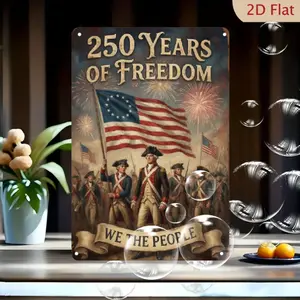 8*12 Inch Aluminum Plaque Metal Sign |   250 Years Of Freedom: Revolutionary Soldiers & Flag; Honor 250 Years Of Liberty'S Birth, Suitable For Study Or Living Room To Recall Historic Patriotic Glory