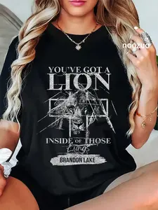 100% Cotton Unisex Let Your Lion Out Brandon Lake Merch Praise Jesus T-Shirt Christ Christian Tops