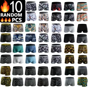 Men's Underwear 10-Pack Random Styles Soft Stretch Boxer Briefs for Home & Out Breathable High-Elastic Fabric All Seasons Menswear Lingerie cotton