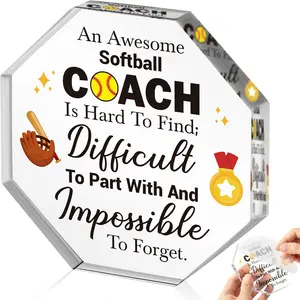 Coach Appreciation Sign - Softball Coach Gifts, Acrylic Octagon  Sports Table Centerpiece desk decoration