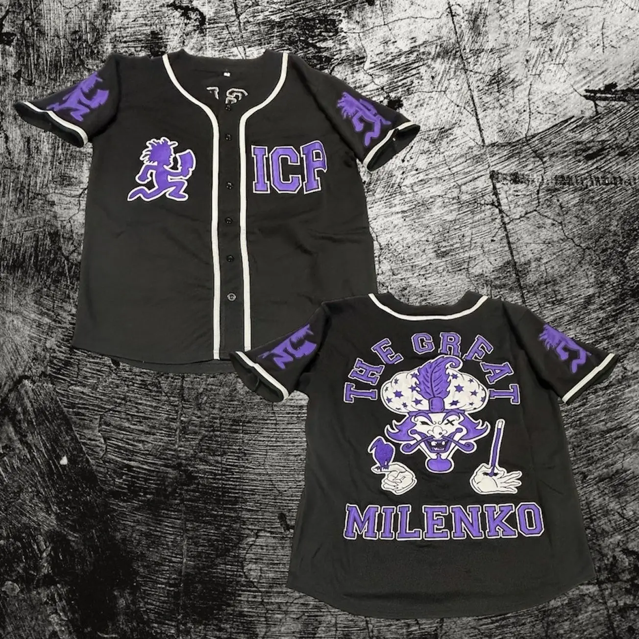 Black with Purple Milenko Baseball Jersey ICP Juggalo Jersey