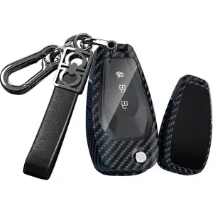 Carbon Fiber Texture Key Fob Cover for Chevrolet Cruze Onix AVO Trailblazer Spin GM Prism Colorado Cobalt Cross Accessories with Keychains Protector-Black B