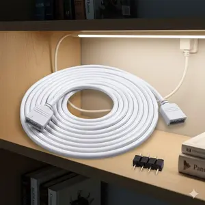RGB LED Strip Connector Extension Cable Kit - Compatible with 5050 3528 LED Lights, Universal Extension Wire Adapters for DIY Lighting Installation and Modification
