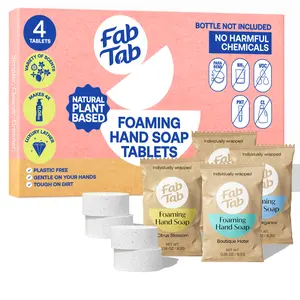 FabTab Foaming Cleansing Scented Hand Soap Refills - Pack of 4 - Non-Toxic & Plant-Based with No Harsh Chemicals. Boutique Hotel Scent. Gentle Nail Comfort Aroma