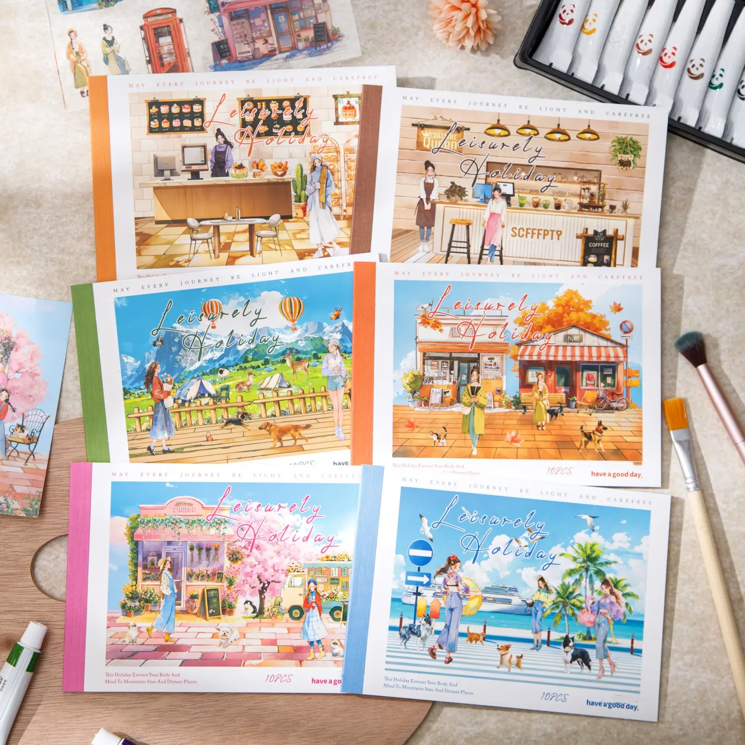 10 Sheets/book Sticker Book, Pet Material, Leisure Holiday Festive Series, Holiday Theme Scenic Stickers, Scenes Stickers, Perfect for Decorative DIY Crafts, Decoration Sticker