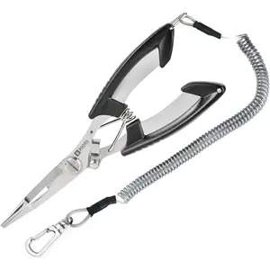 H01 Small Fishing Pliers Scissors Braid Cutters Lightweight Stainless Steel Fishing Tools Split Ring Pliers Hook Remover - Black