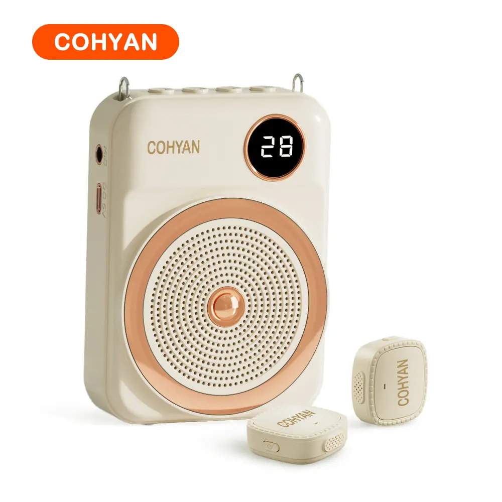 COHYAN K38 Voice Amplifier for Teachers with Dual Magnetic Wireless Lavalier Microphones & Noise Reduction - Bluetooth Portable Rechargeable Speaker for Classroom,sing, Meetings, Yoga, Speeches(Beige,Black)