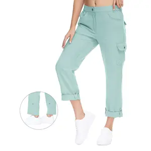 TBMPOY Womens Outdoor Cargo Hiking Pants with 6 Pockets Lightweight Stretch Quick Dry Camping Travel Roll Up Pants