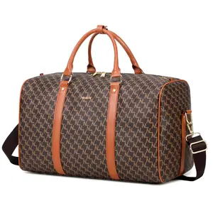 Nerlion Spacious Leather Designer Travel ,Unisex Letter Pattern Large Capacity Travel Duffel  - 2025 Durable Multi-function Weekender, Overnight  for Travel/Workout, Lightweight Stylish Luggage gym bag