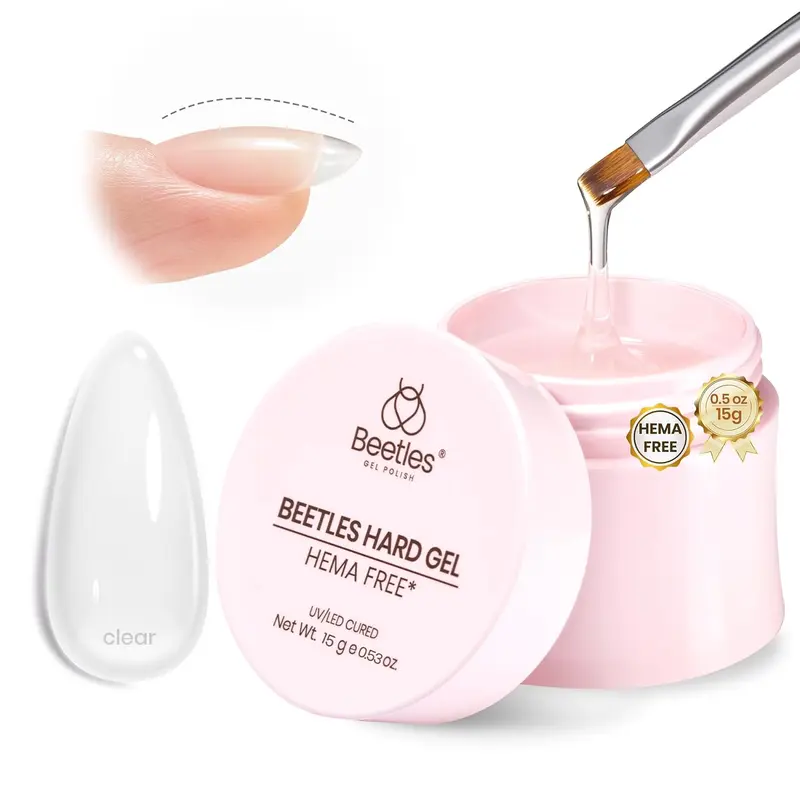 Beetles HEMA-Free Hard Gel Manicure Nail Care Product - 9 in 1 Functionality, 0.5 Oz, UV LED Light Cured, 21-Day Wear Keeps Nails Salon Fresh, Allergy Safe, Broken Repair, Durable Extension for Pros