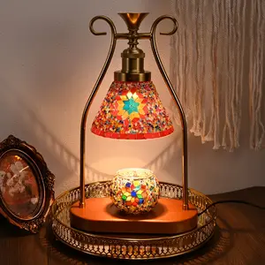 Turkish Table Lamp, Moroccan Mosaic Table Lamp, Candle Warmer Lamp, Melting Wax Lamp, Stained Glass Hand Decorated Table Lamp, Bedroom, Living Room, Study, Dining Room Home Decoration Light, Holiday Gifts