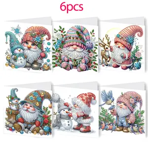 6pcs Diamond Painting Christmas Cards, Unique Craft Glitter Design, Perfect for Holiday Wishes & Gifts
