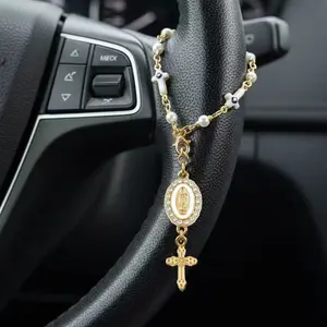 Steering Wheel Rosary Charm Accessory - Rosary CarCharm Accessory-Car Accessory Charms-CarDecor - -Unique Trendy Gift Car Hanging Decoration