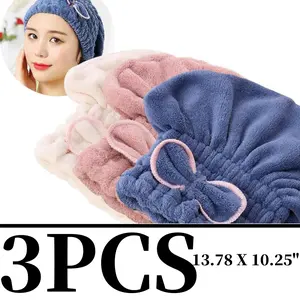 3PCS Microfiber Hair Towel Caps - Extra Soft, Absorbent Breathable Towel, Fast Drying Turban Wrap for Women's Wet Hair, Sports & Outdoor Exercise Hat
