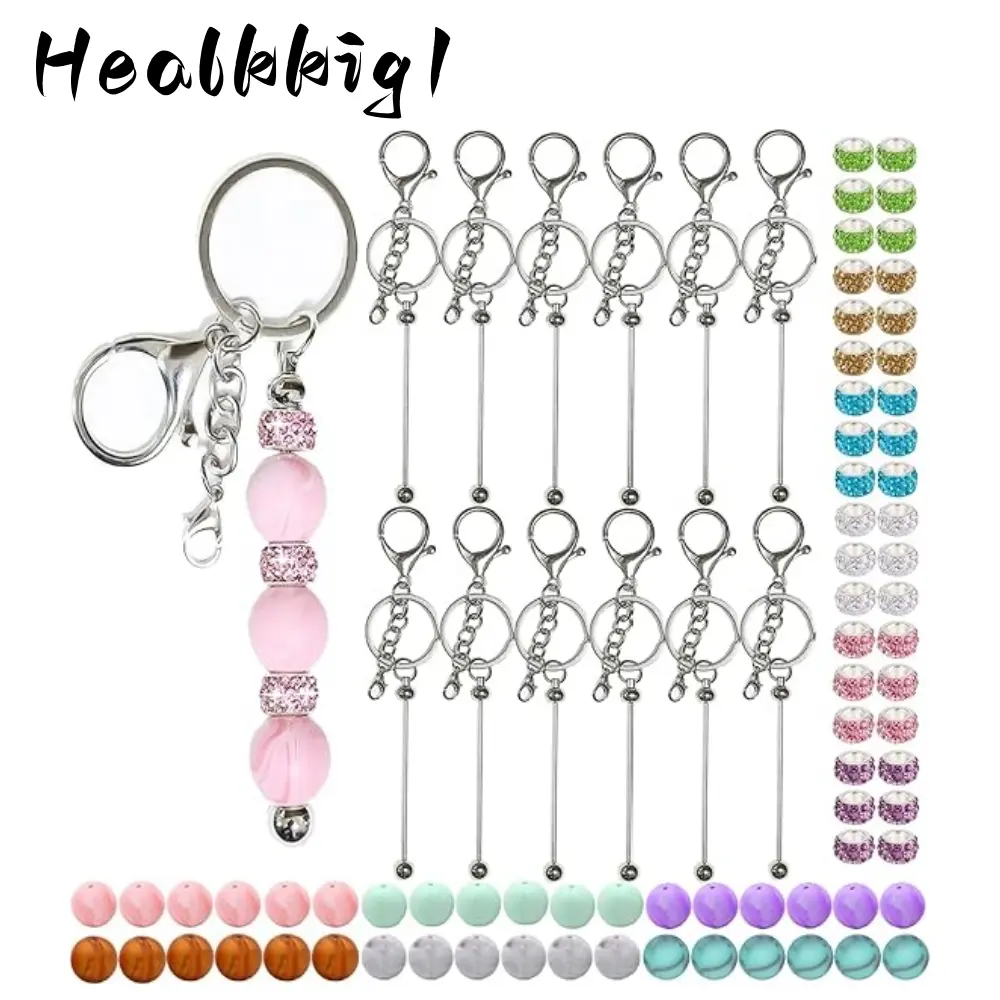 84pcs Beaded Keychain Set | Bulk Keychain Making Supplies with Silicone & Spacer Beads 84pcs Beaded Keychain Set | Bulk Keychain Making Supplies with Silicone & Spacer Beads